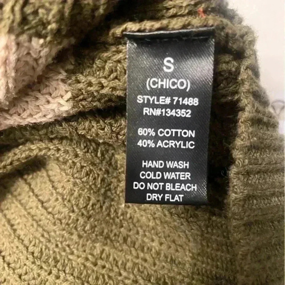 Ambiance Apparel women’s cropped long sleeve sweater in rust beige tan green SM - Picture 5 of 7